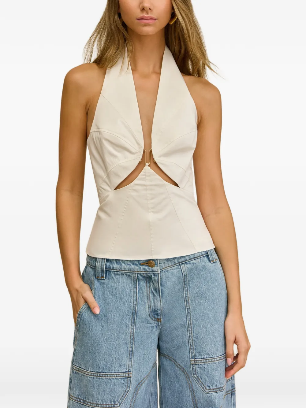 Cult Gaia Elorae cut-out halterneck top - Toni neutri