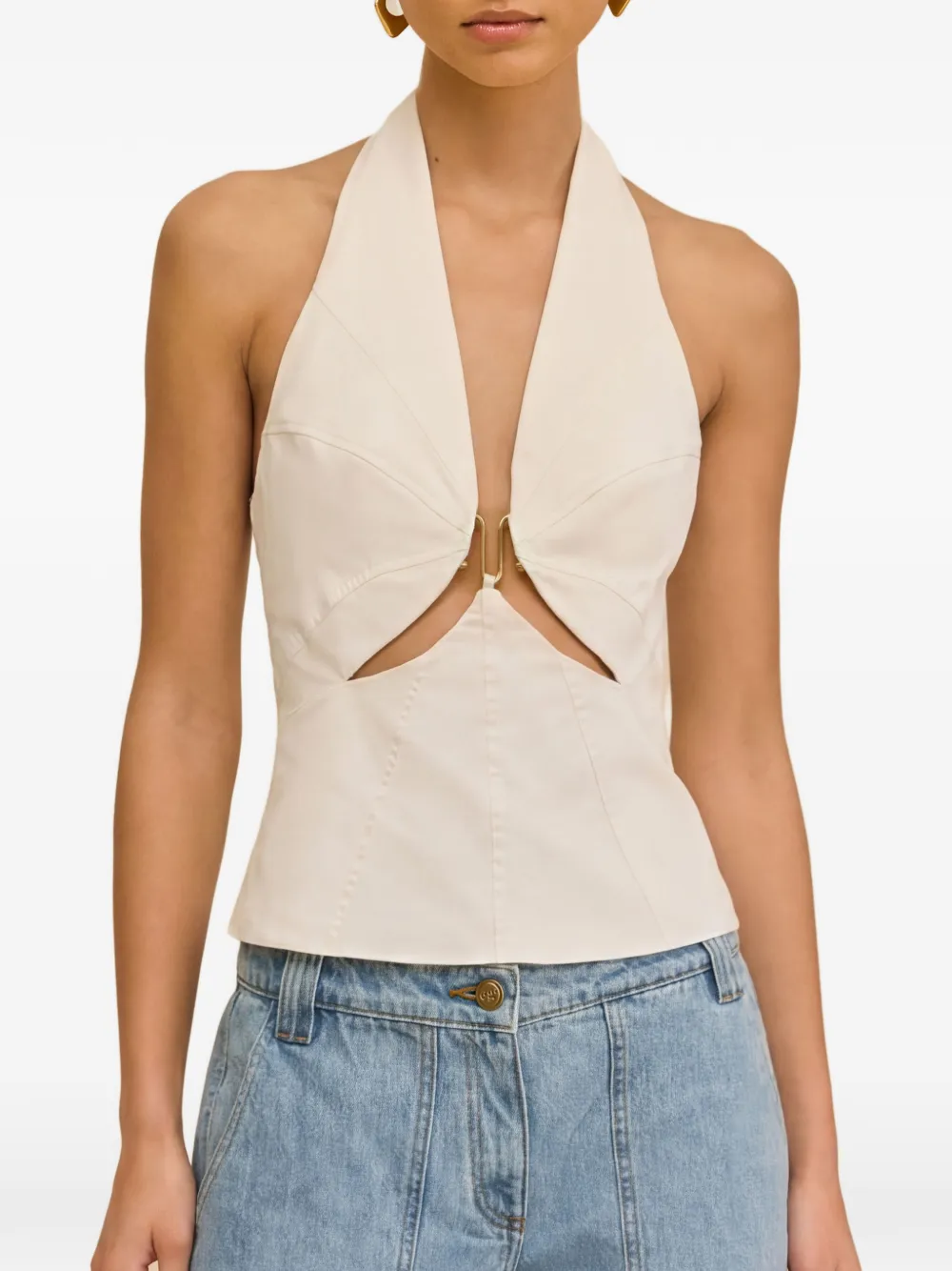 Cult Gaia Elorae cut-out halterneck top - Toni neutri