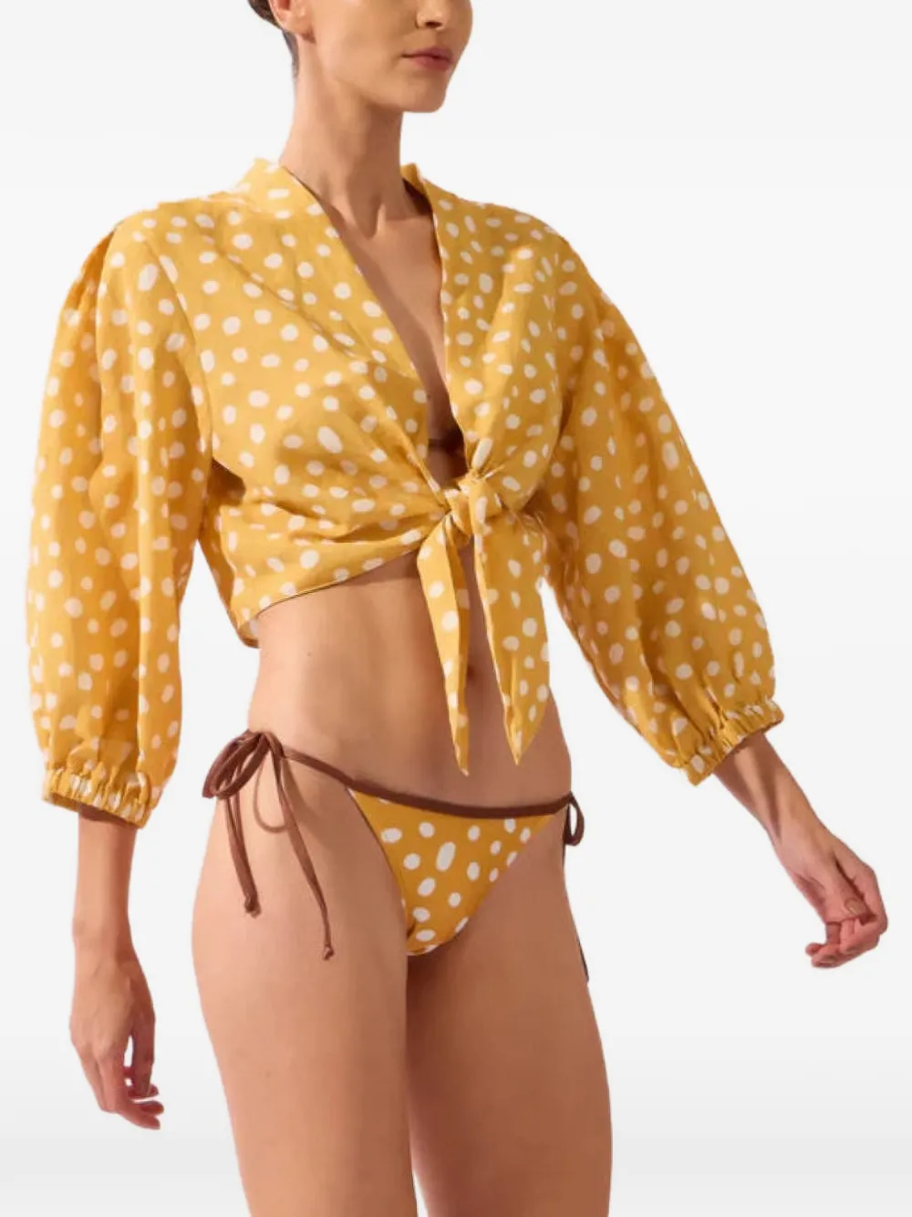 Adriana Degreas polka-dot tie-fastening blouse - Giallo