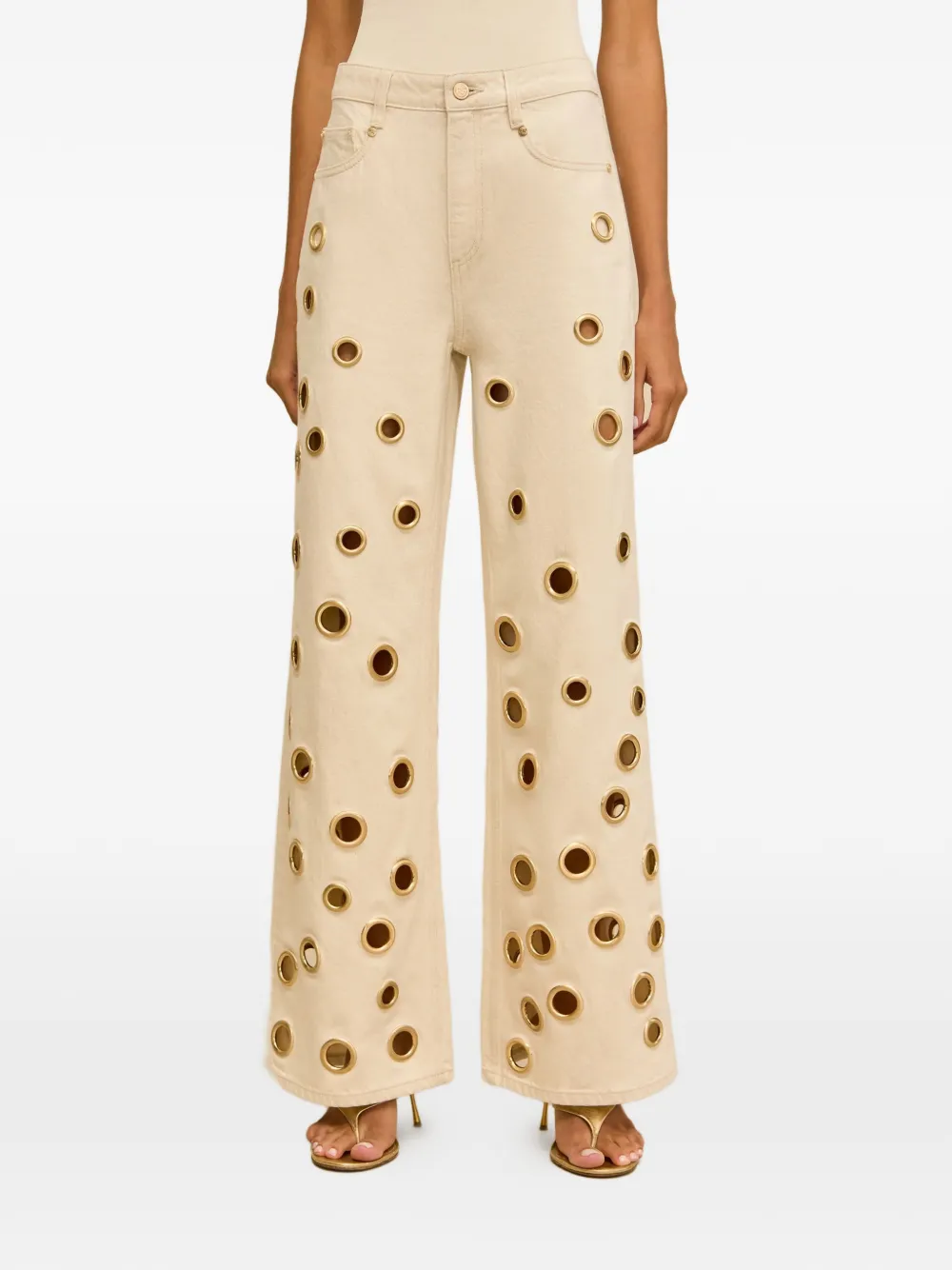 Cult Gaia Jaiden eyelet-embellished jeans - Toni neutri