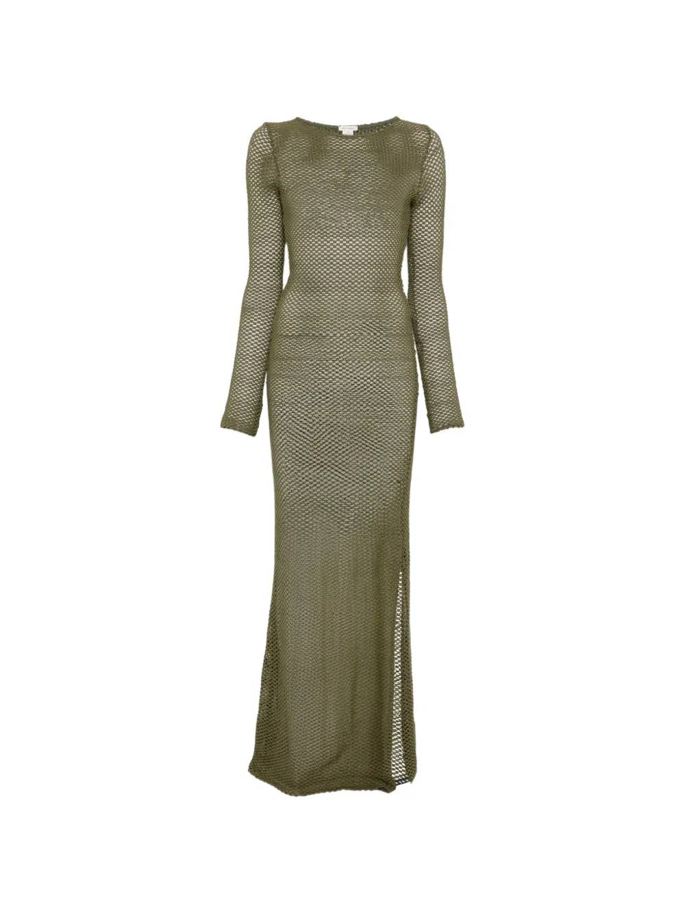 from bikini crochet-knit side-slit maxi dress - Grün