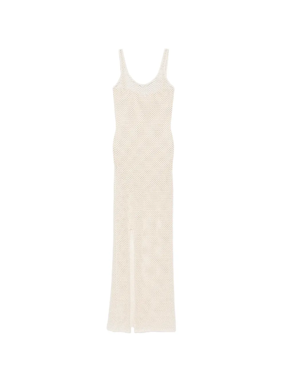 from bikini crochet-knit side-slit maxi dress - Nude