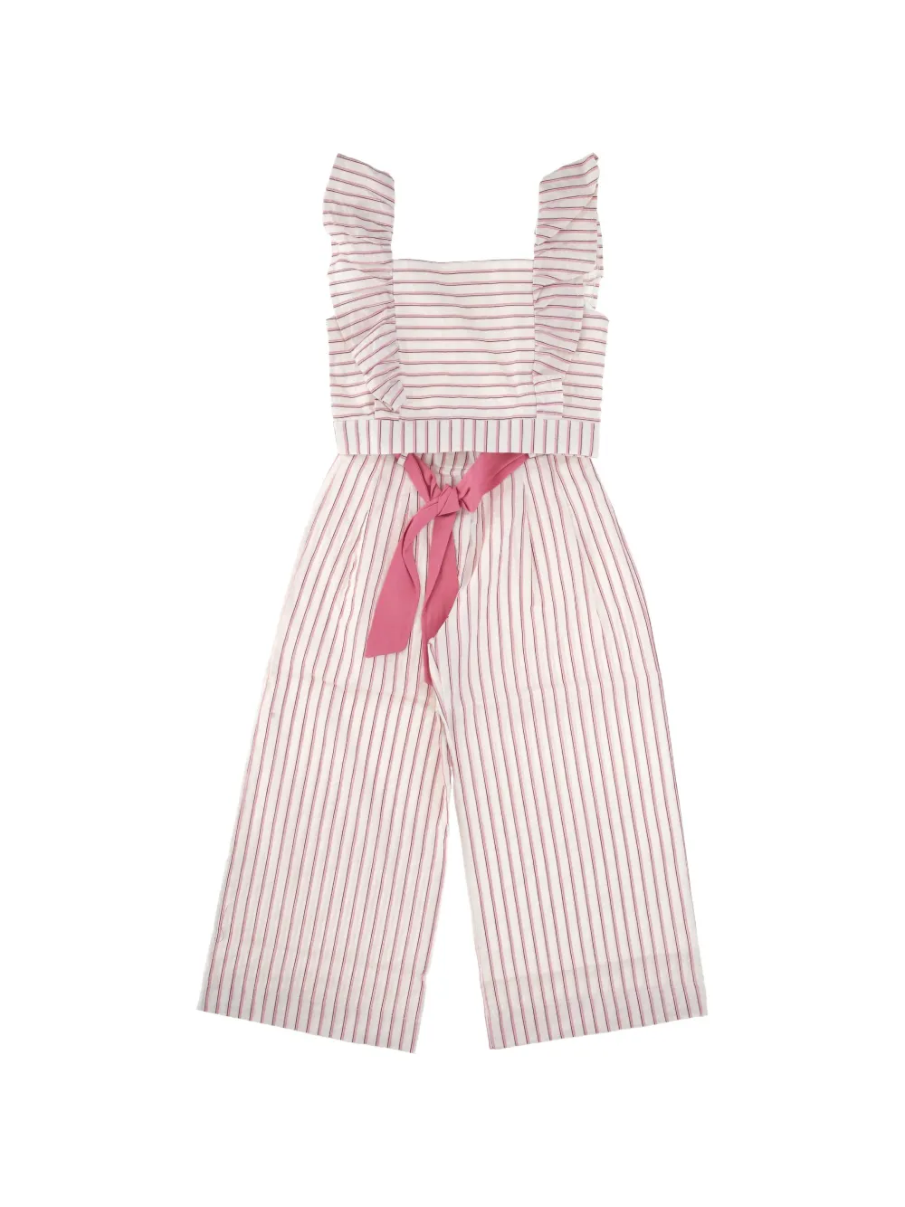 LALALU striped ruffled-strap jumpsuit - Rosa