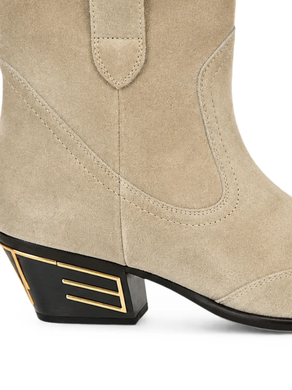 ETRO logo-plaque panelled suede boots Beige
