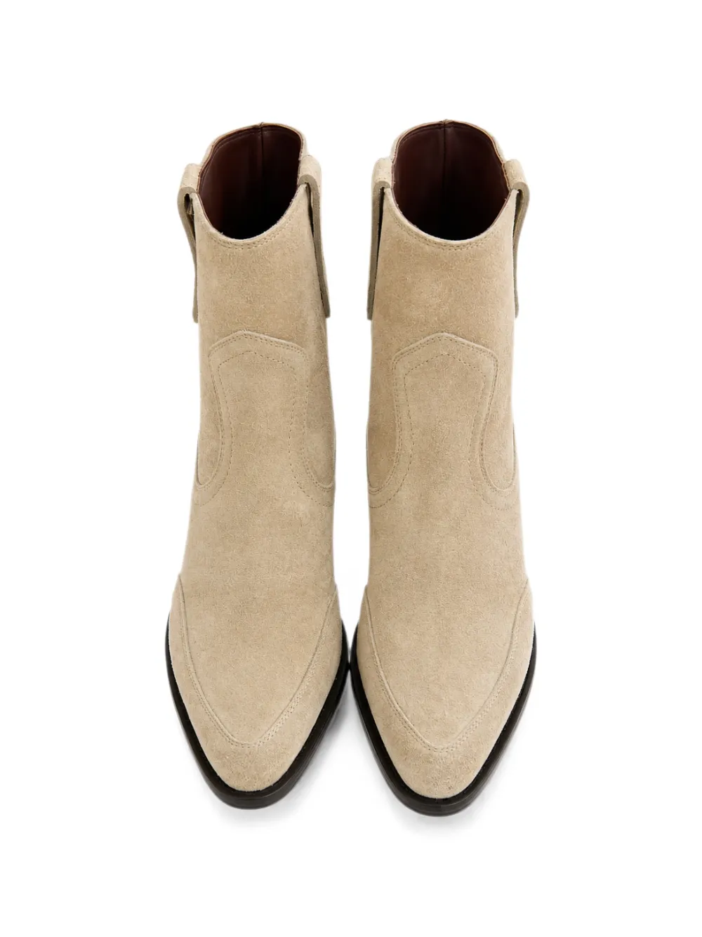 ETRO logo-plaque panelled suede boots Beige