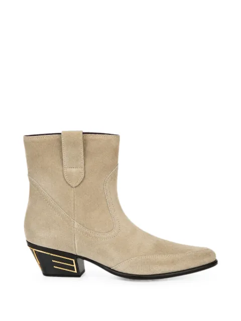 ETRO logo-plaque panelled suede boots