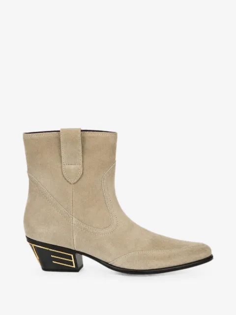 ETRO logo-plaque panelled suede boots