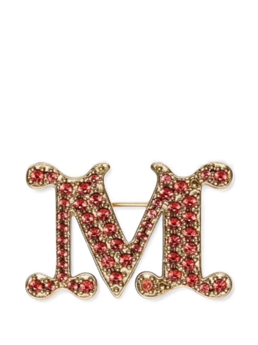 Max Mara crystal-embellished logo-plaque brooch - Oro