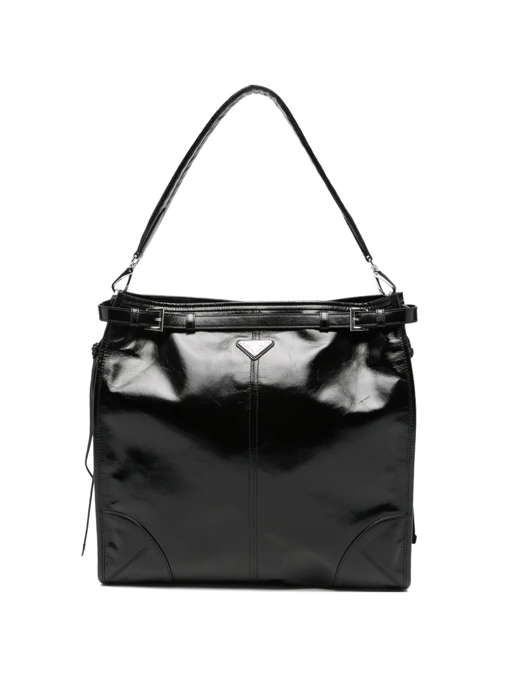 Prada Soft Lux logo-plaque tote bag - Nero