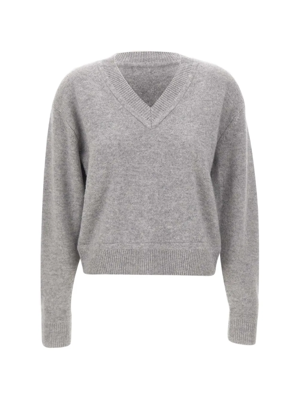 SWEET CASHMERE ribbed-trim V-neck cashmere sweater - Grigio