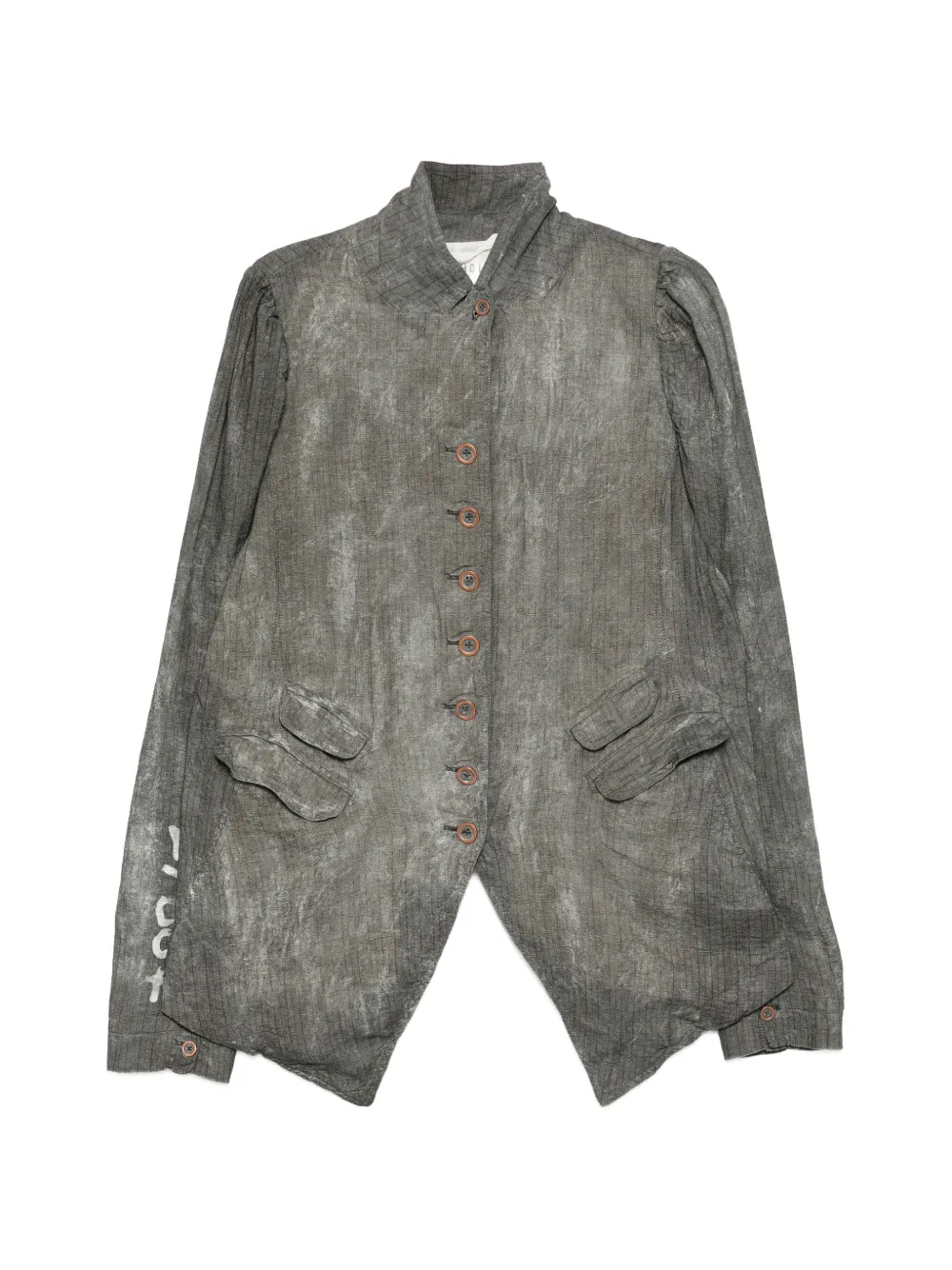 Rundholz Faded-effect Pleated Jacket In Gray