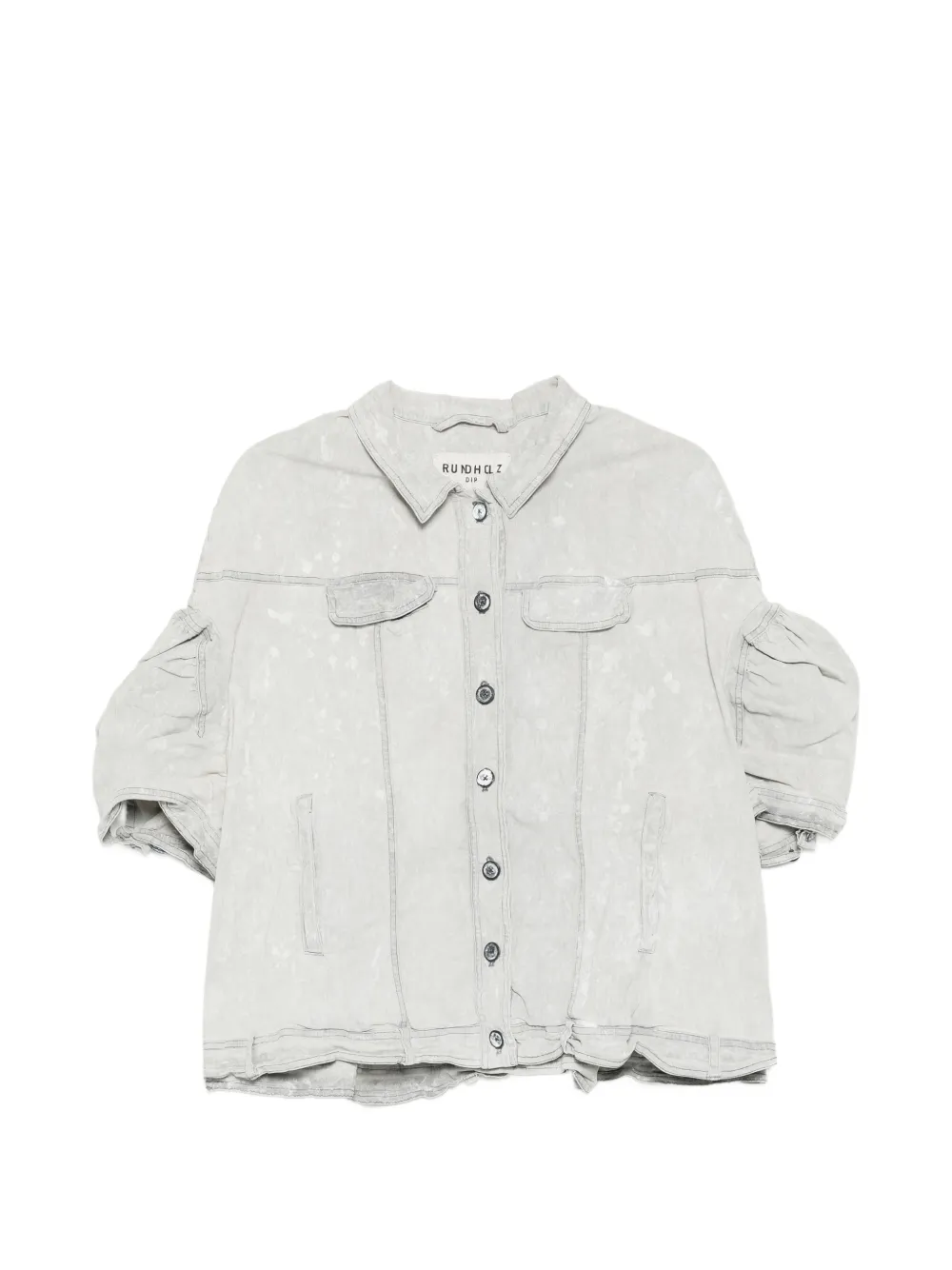 Rundholz Acid-wash Puff-sleeve Jacket In Gray