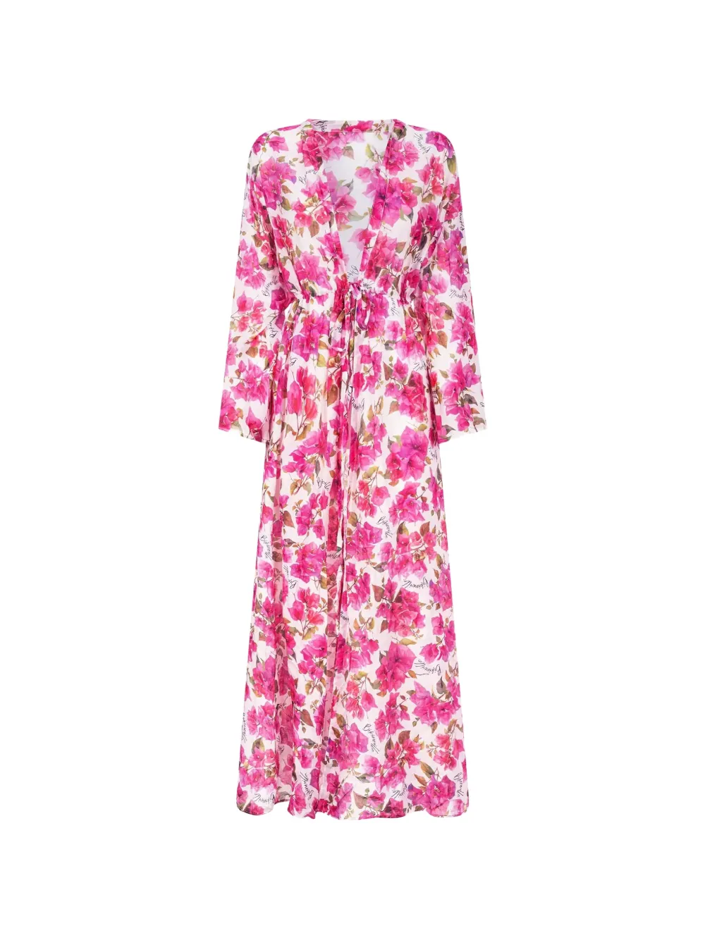 BIKINVILLE Bouganvillea print drawstring-waist beach cover-up - Rosa