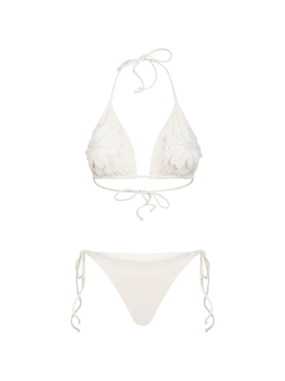 BIKINVILLE Marzia floral-appliqué bikini - Bianco
