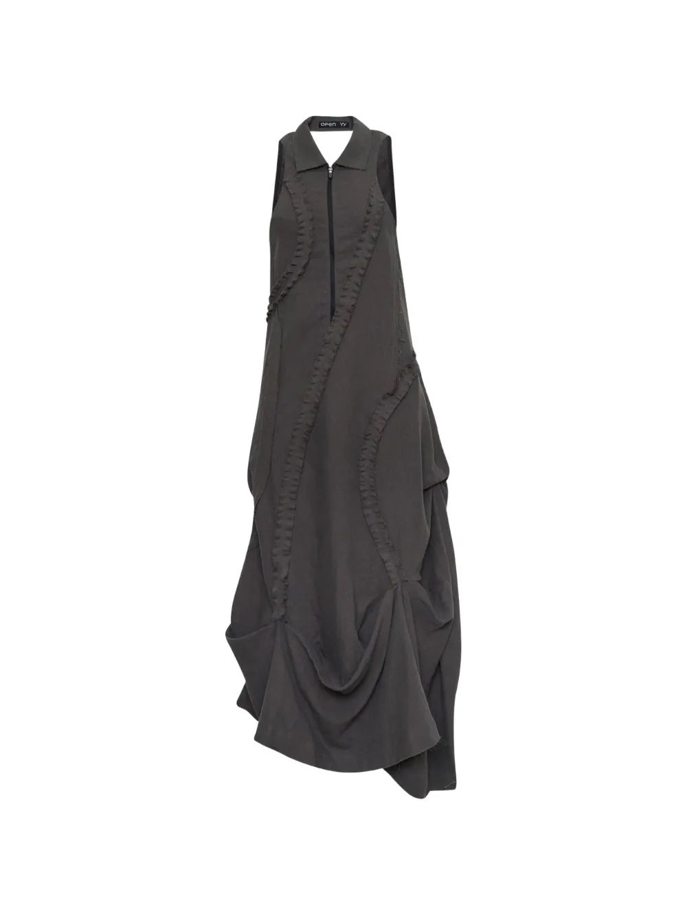 Open YY ruffle-trimmed maxi dress - Grigio