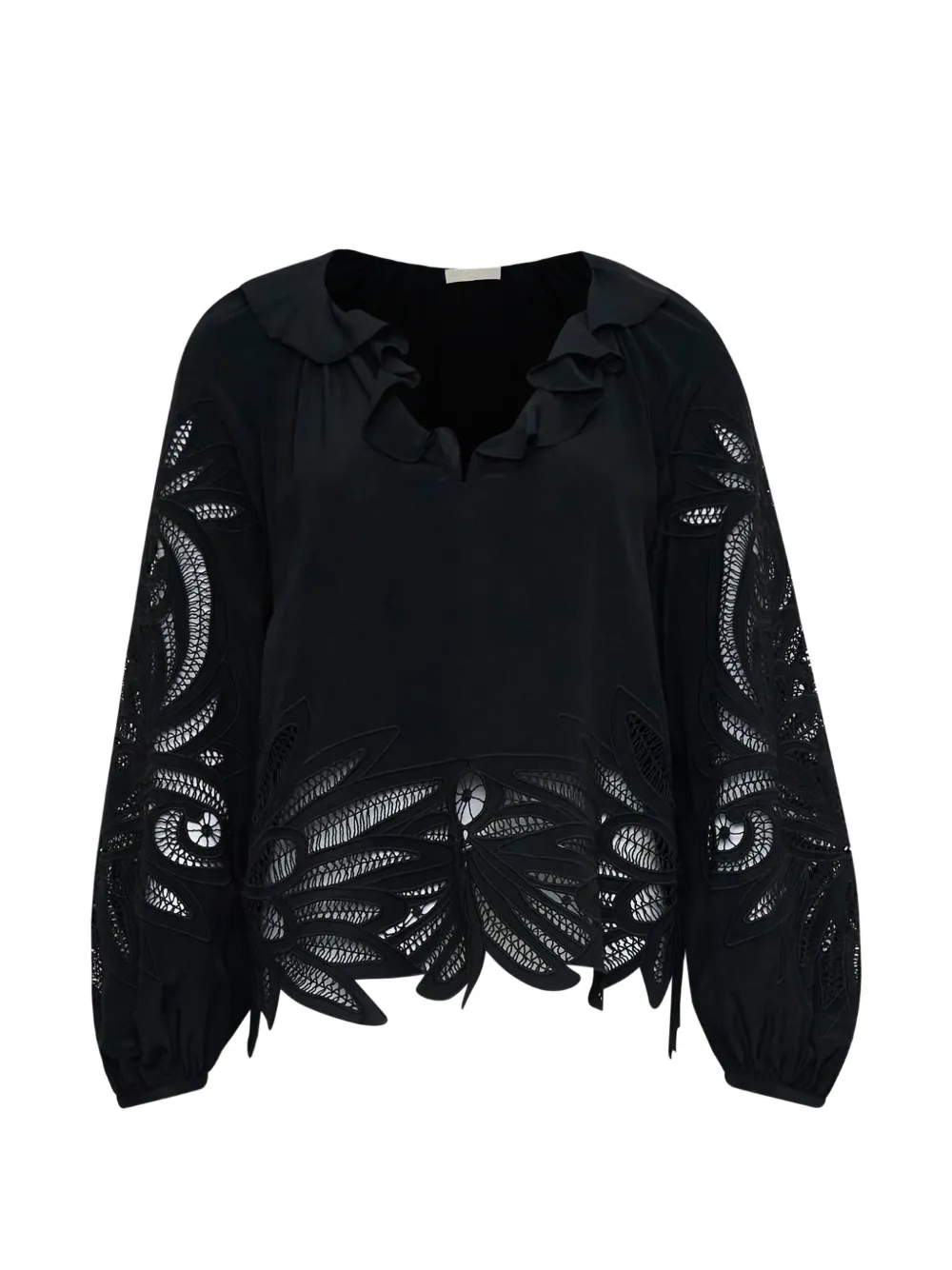 Ulla Johnson Adonis silk appliqué blouse - Nero