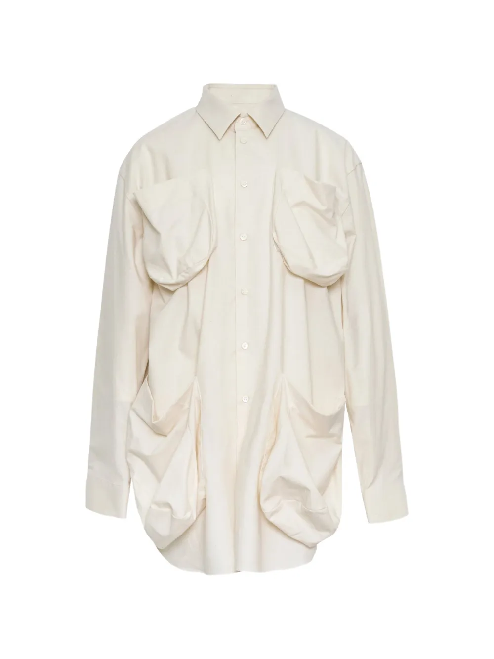 Comme Des Garçons draped-pockets cotton shirt - Toni neutri