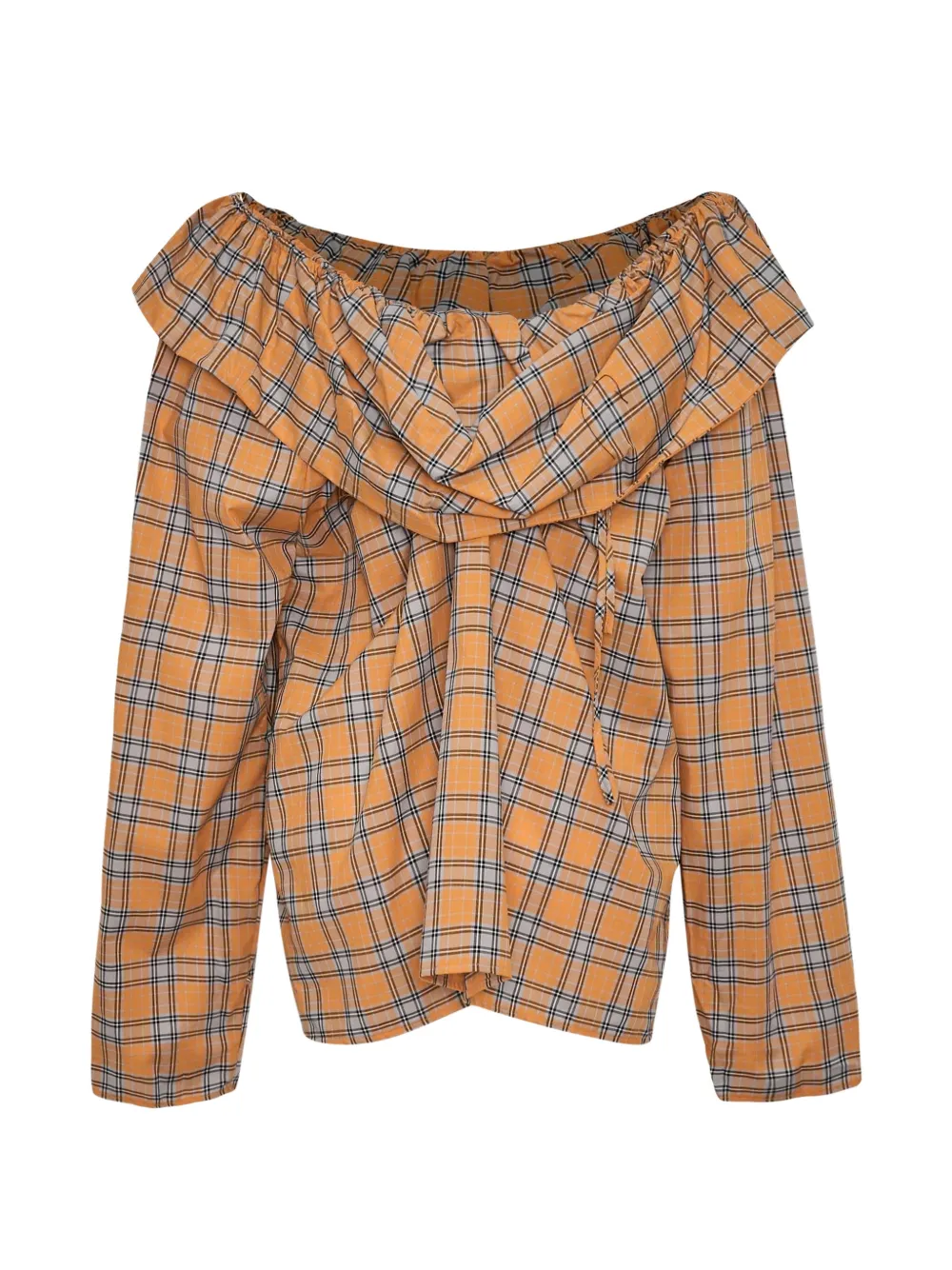 MSGM Geruite blouse met ruches Oranje