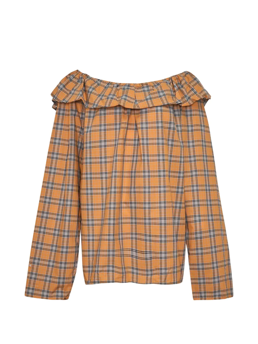 MSGM check ruffled-detail blouse - Arancione