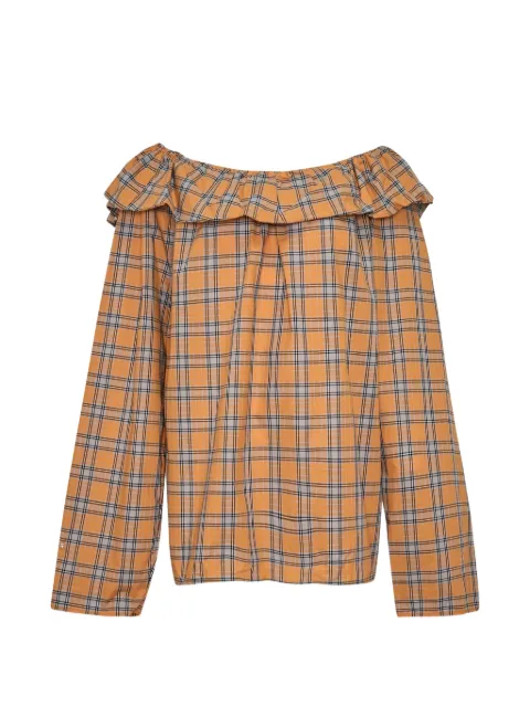 MSGM check ruffled-detail blouse