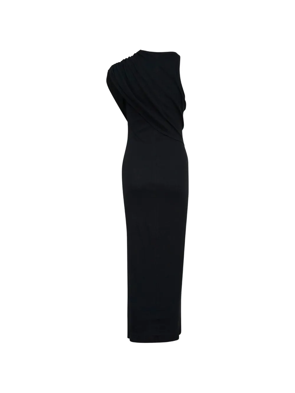 Courrèges 90's maxi-dress met gedraaid detail Zwart