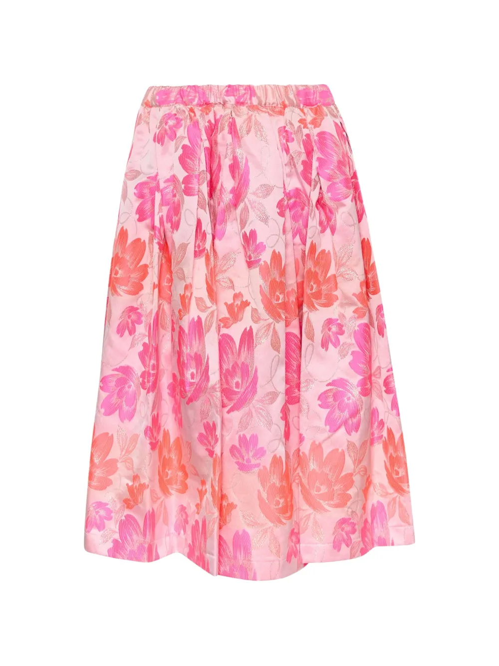 Comme Des Garçons Comme Des Garçons floral-print pleated midi skirt - Rosa