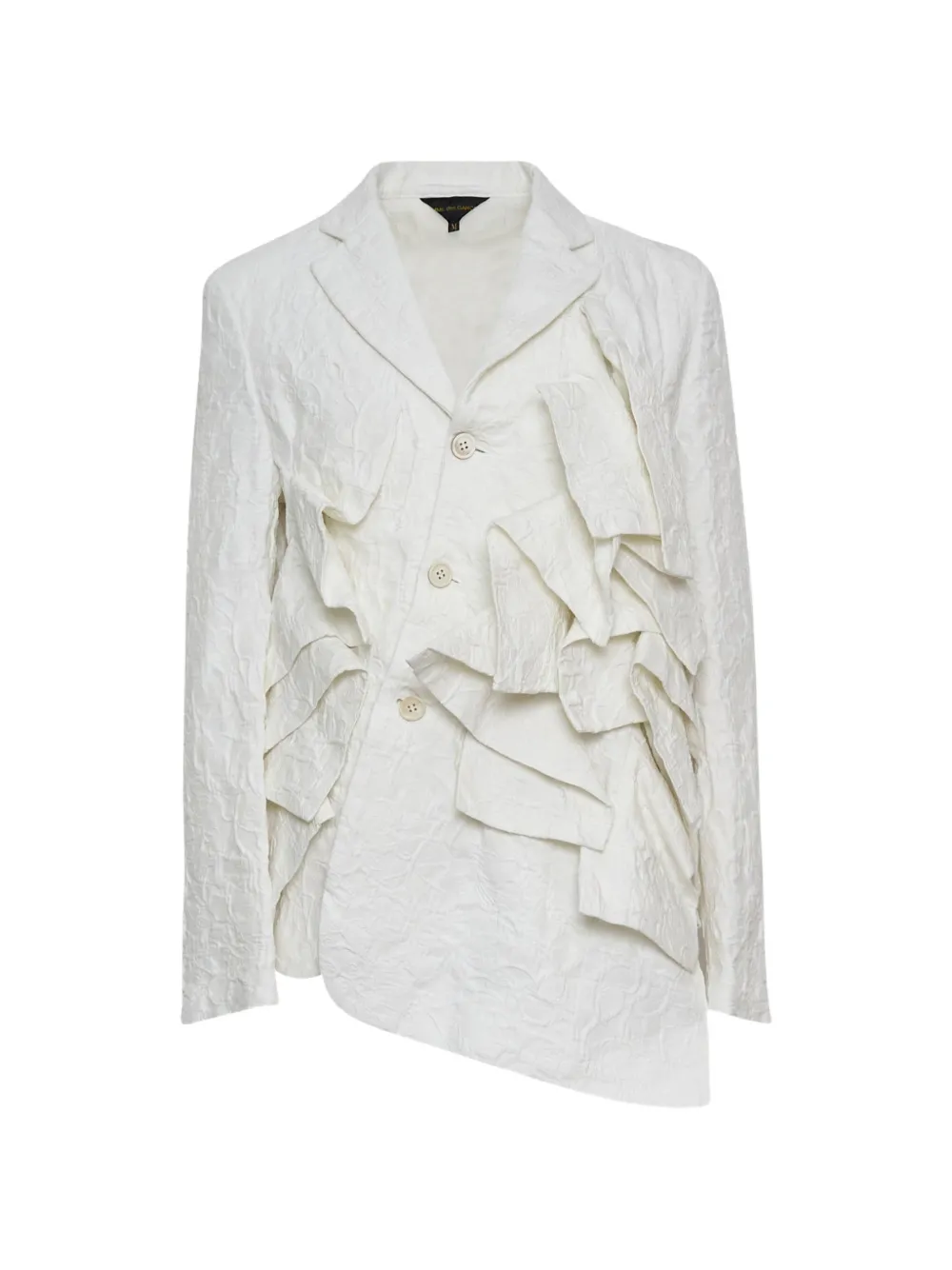 Comme Des Garçons ruffled brocade-texture blazer - Toni neutri