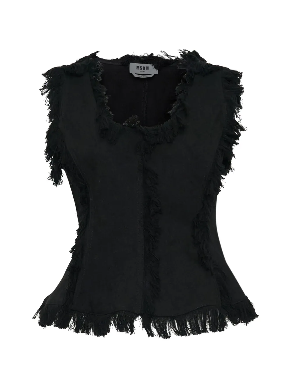 MSGM fringe-trim sleeveless top - Nero