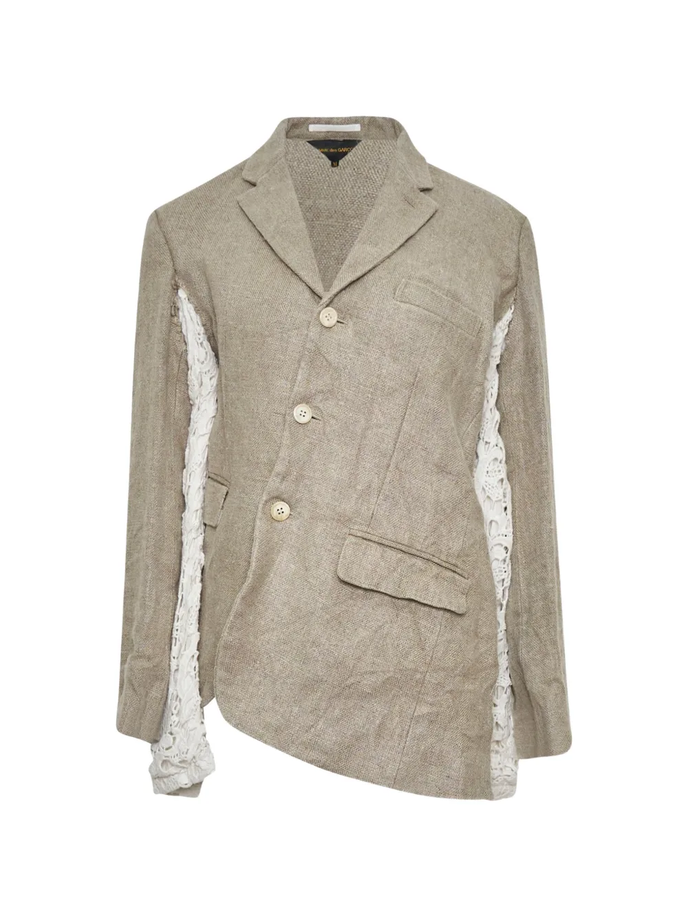 Comme Des Garçons lace-insert asymmetric jacket - Toni neutri