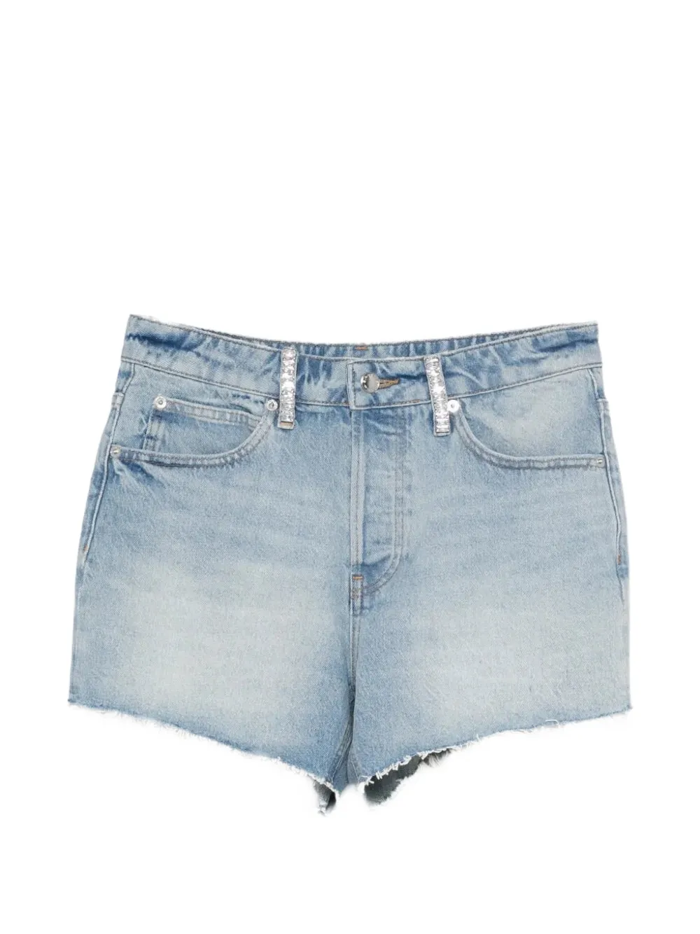 Alexander Wang crystal-embellished frayed shorts - Blu