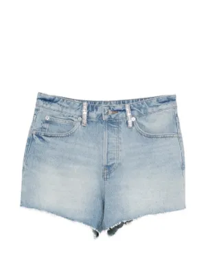 Alexander Wang logo-print Denim Shorts | Blue | FARFETCH