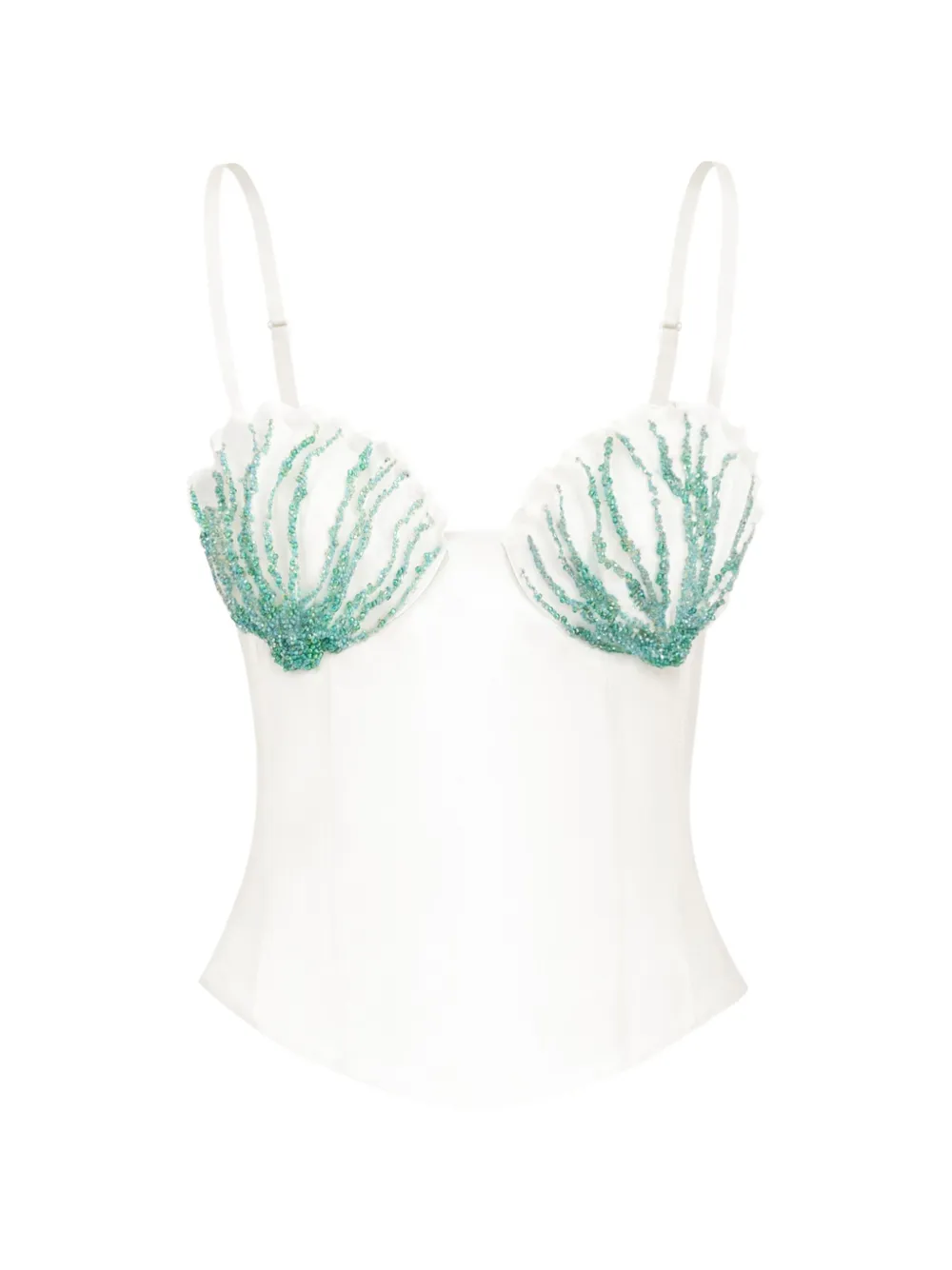 Stolen Stores bead-embroidered shell cotton top - Bianco