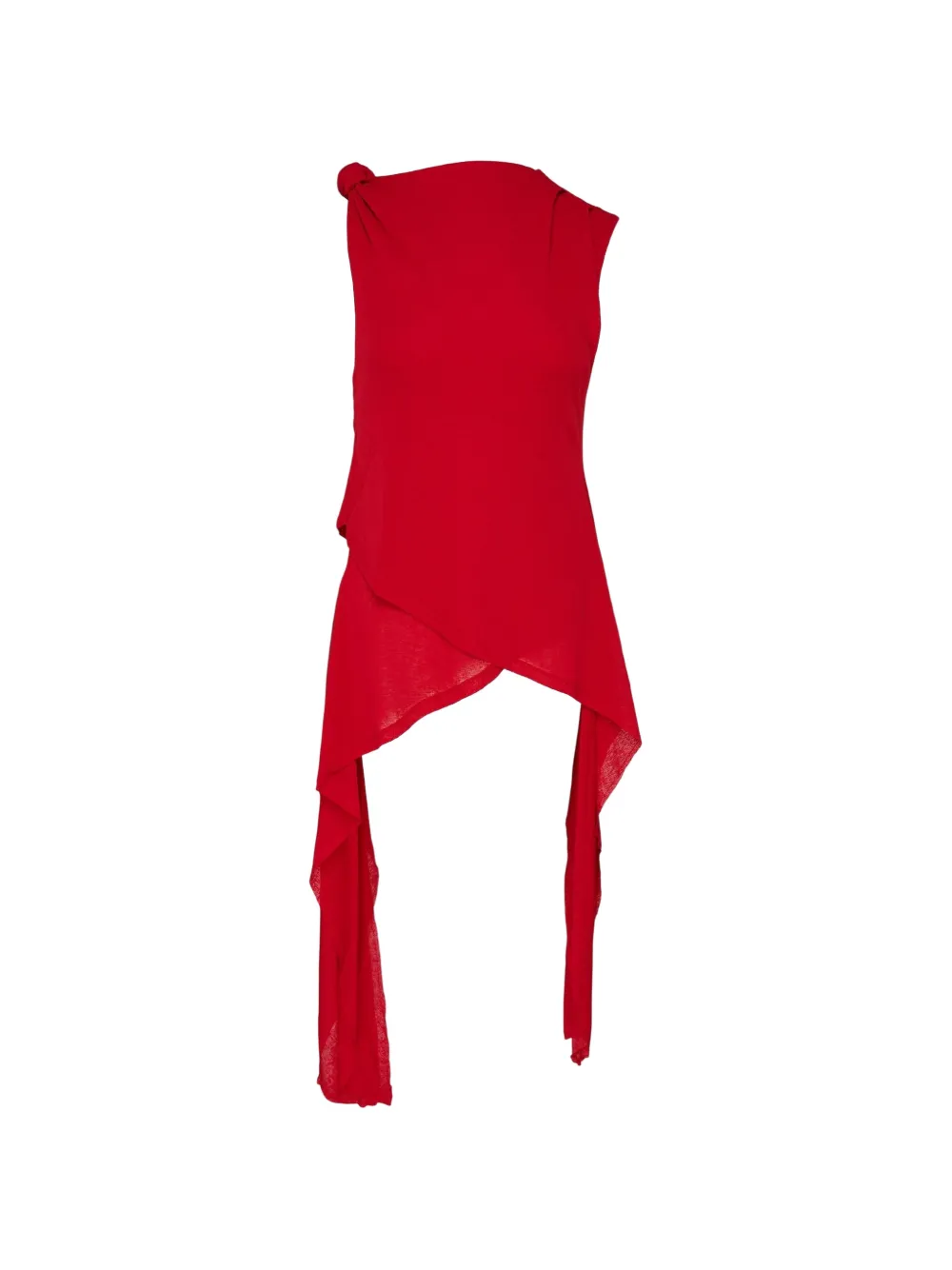 GANNI marl-mesh tie-knot blouse - Rosso