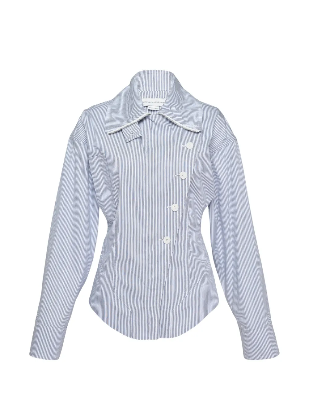 Stella McCartney striped asymmetric-fastening utility fitted jacket - Blue