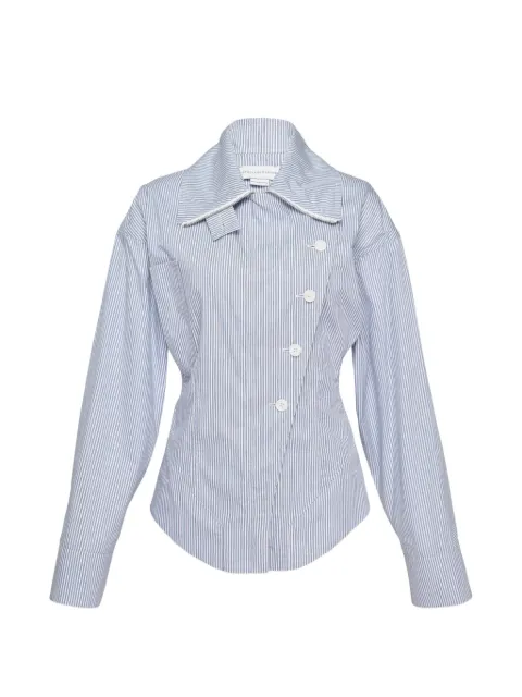 Stella McCartney striped asymmetric-fastening utility fitted jacket