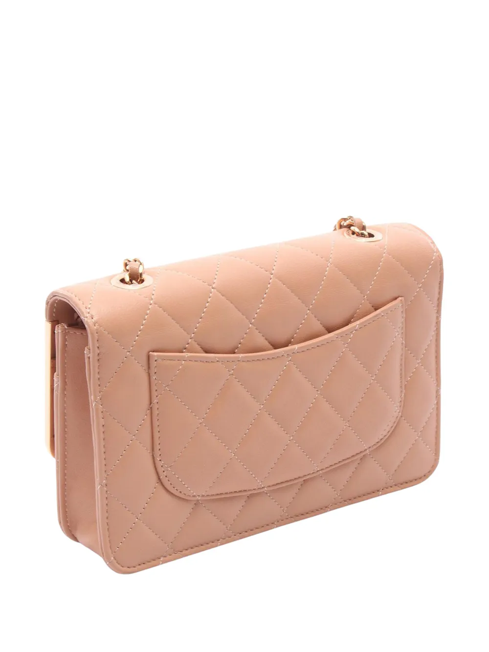  Chanel Pre-owned Mini Portefeuille Matelassé à Bride En Chaîne Cc En Cuir D'agneau (2021-2025) - Rose 