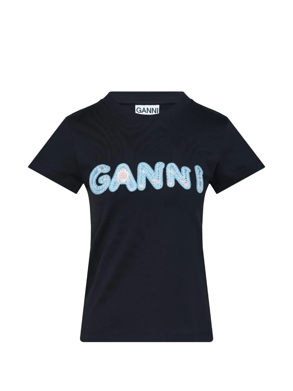 GANNI logo-embroidered T-shirt - Grigio