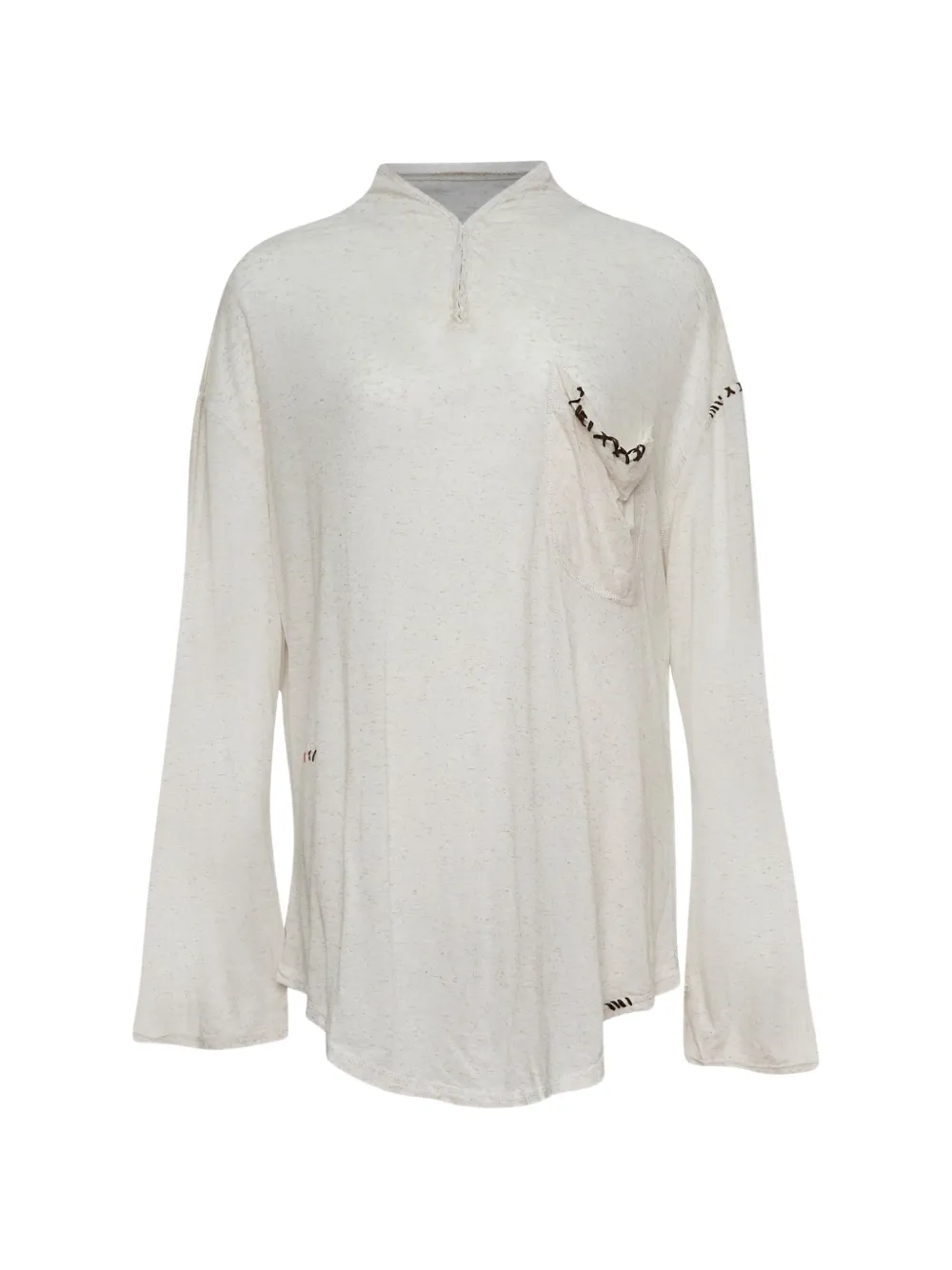 Open YY curved-hem T-shirt - Toni neutri
