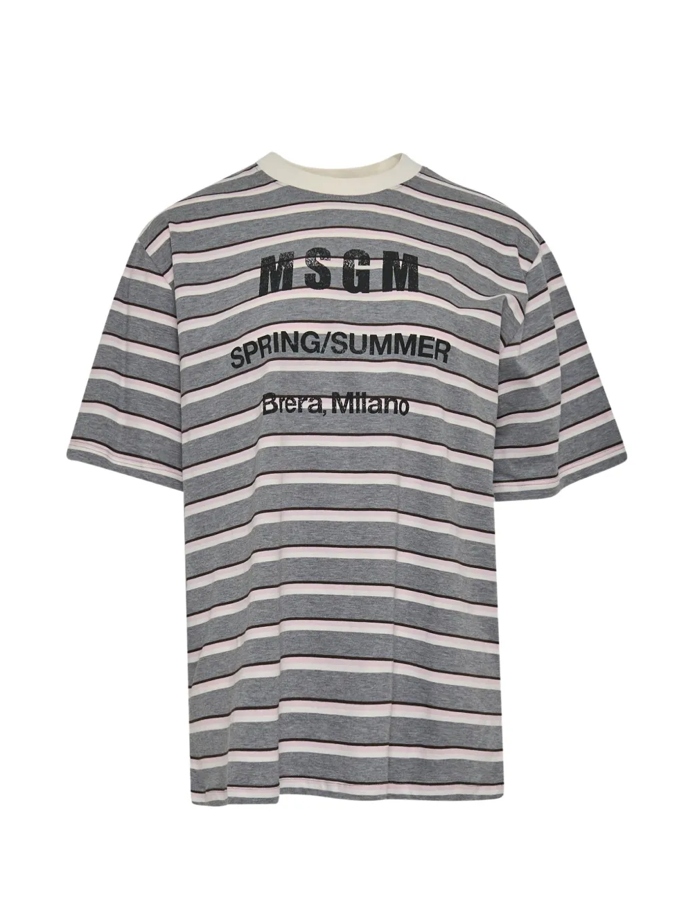MSGM striped logo-print T-shirt - Grau