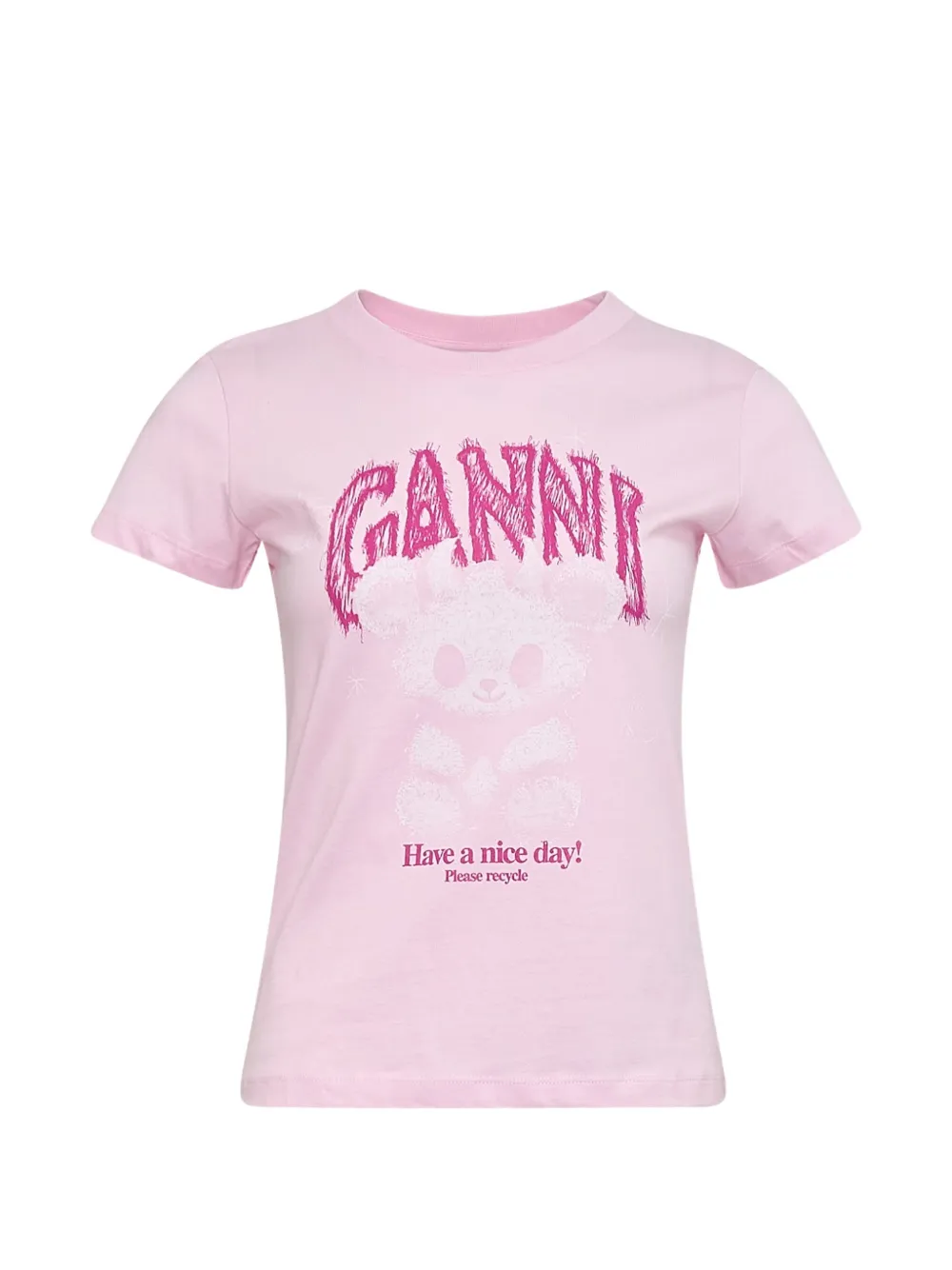 GANNI graphic-print jersey T-shirt - Rosa