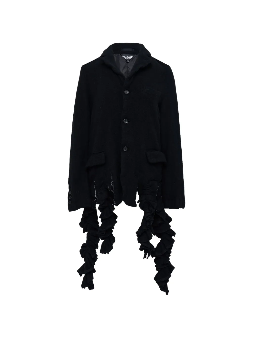 Black Comme Des Garçons ruffled tweed jacket - Schwarz