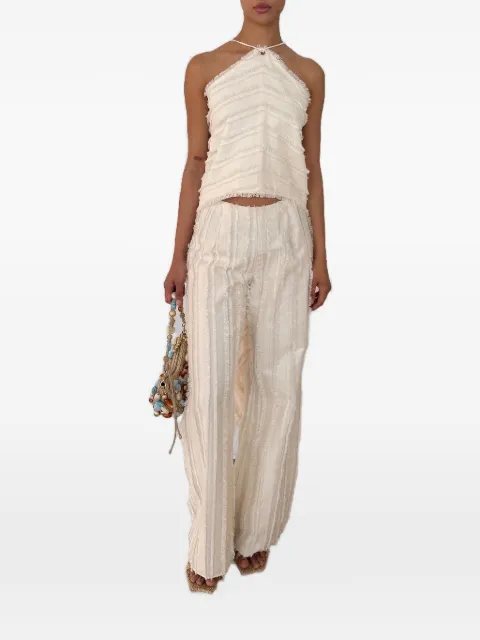 Cult Gaia Ary fringed textured-finish trousers