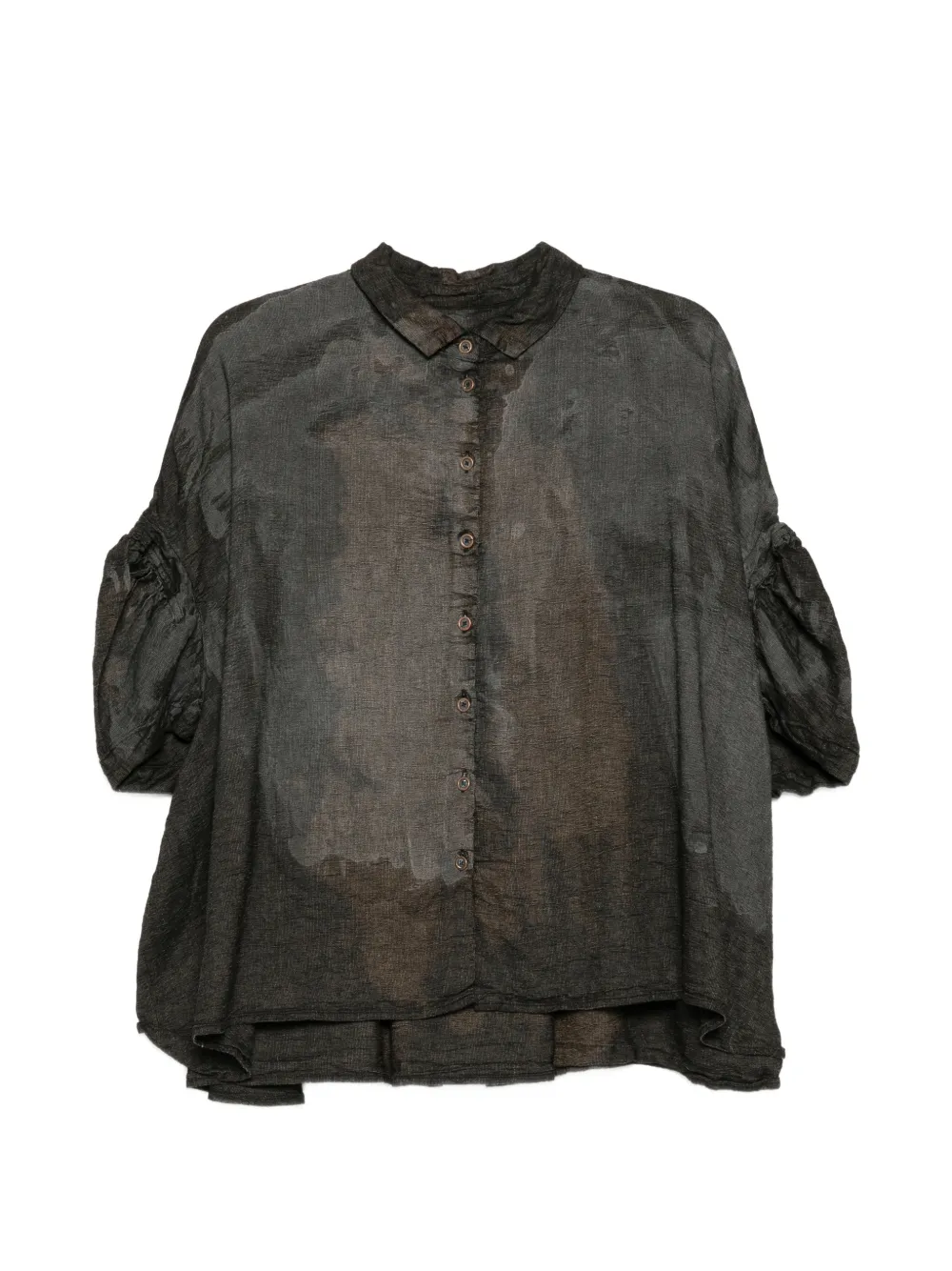 Rundholz Bleached-effect Puff-sleeve Shirt In Multi