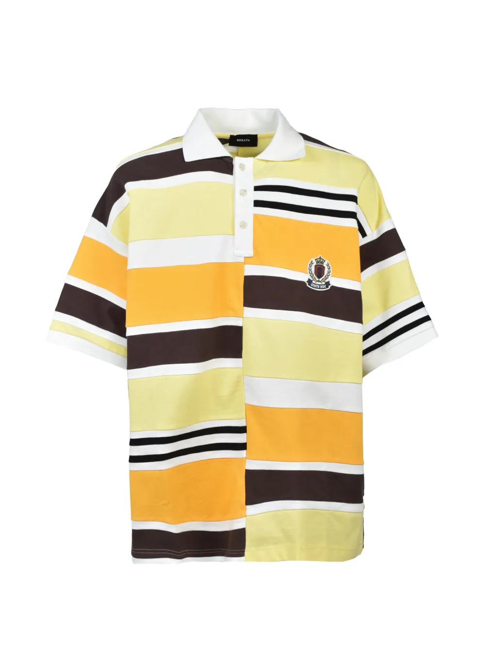 BREATH panelled horizontal-striped polo shirt - Giallo