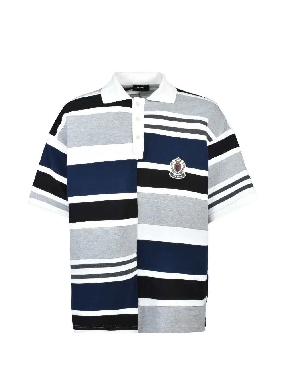 BREATH striped patch-detail polo shirt - Bianco