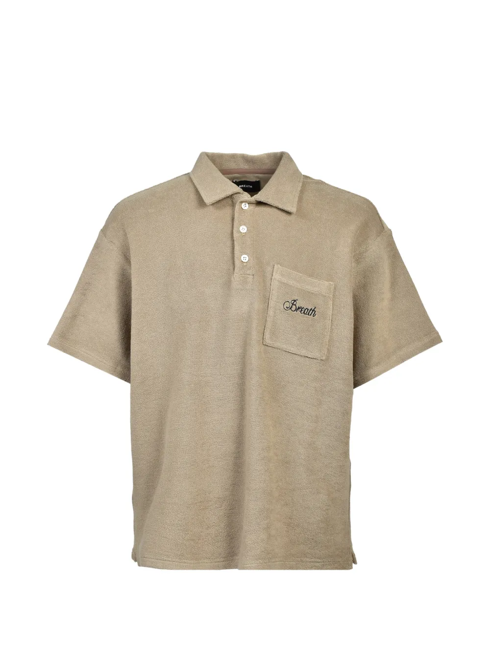 BREATH embroidered-logo towel-texture polo shirt - Toni neutri