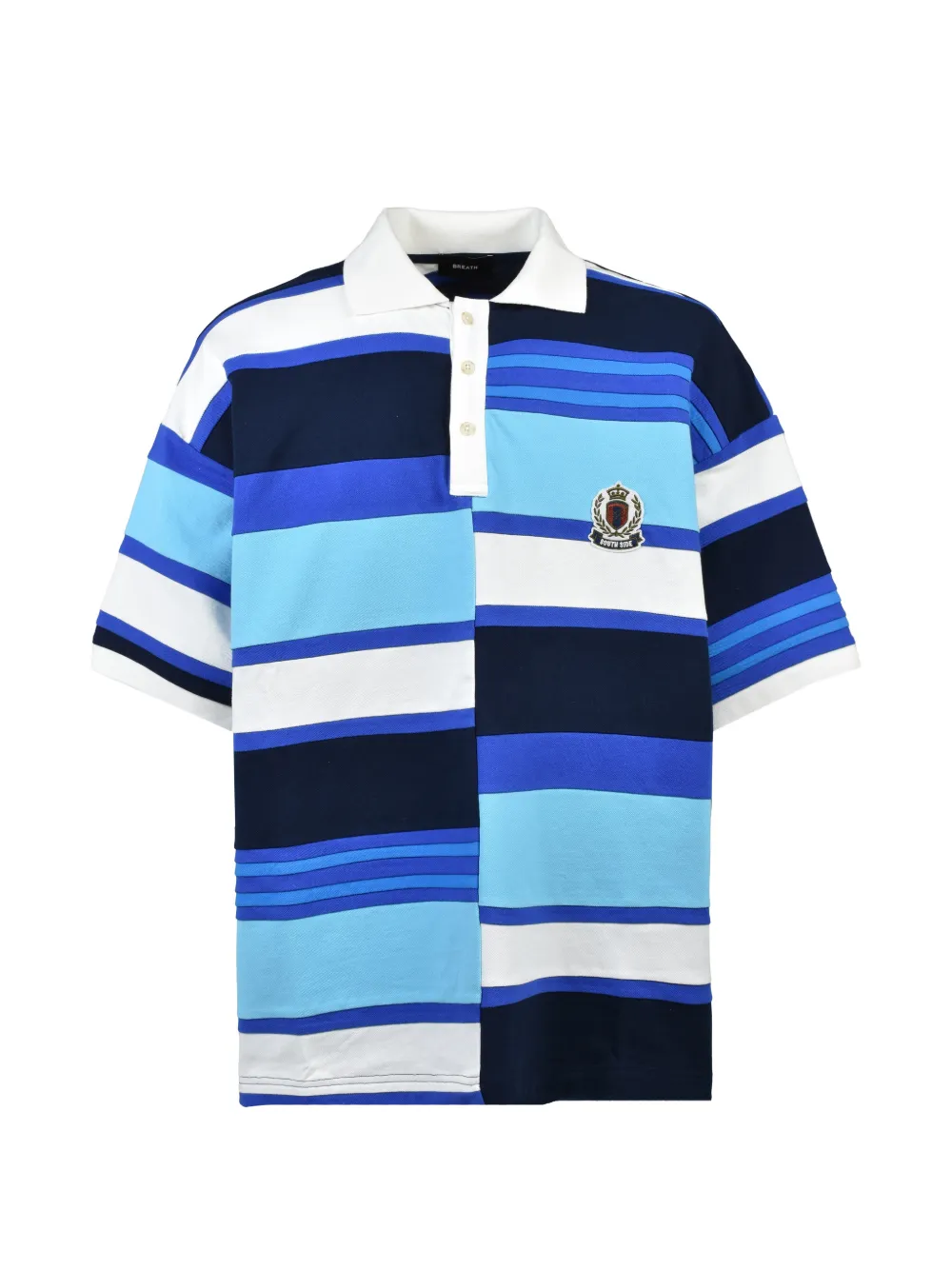 BREATH striped patch-detail polo shirt - Blu