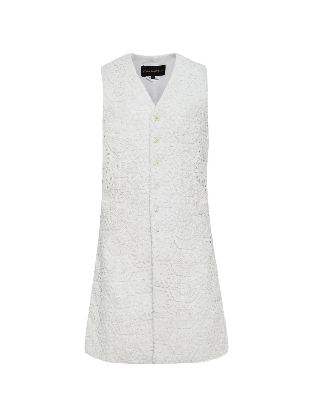 Comme Des Garçons lace-detail sleeveless cotton coat - Neutrals