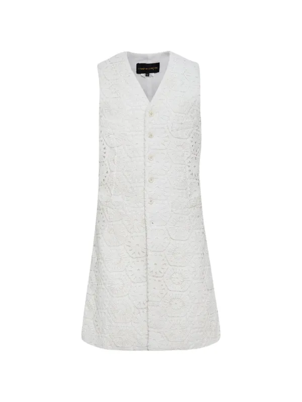Comme des Garçons Lace-detail Sleeveless Cotton Coat in Neutrals