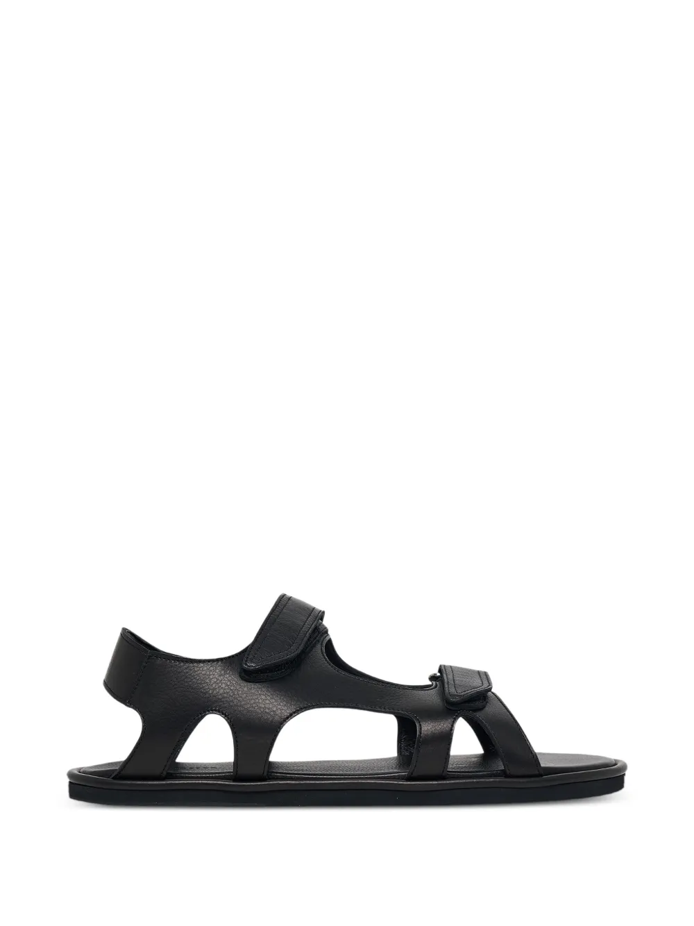 Auralee double-touch-strap leather sandals - Black